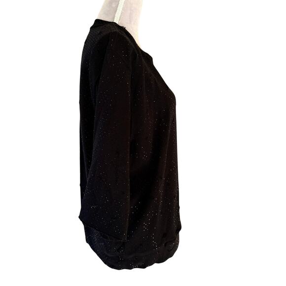 ZADIG & VOLTAIRE Edmond Distress Sweatshirt Black Rhinestone Distressed NWT M/L - Picture 4 of 10